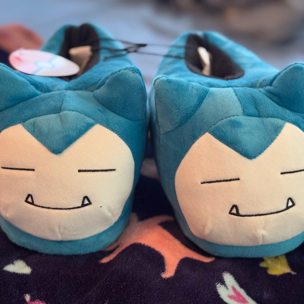 Blue Snorlax Plush Slippers